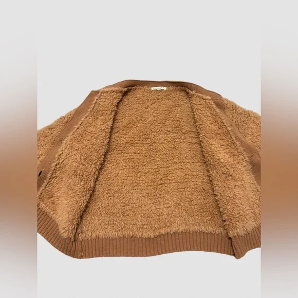 Alex Mill Wool Teddy Cardigan Sweater Brown Tan Size M - Picture 4 of 10